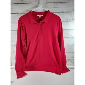 Port Authority Women's Long Sleeve Polo Red Large NEW!